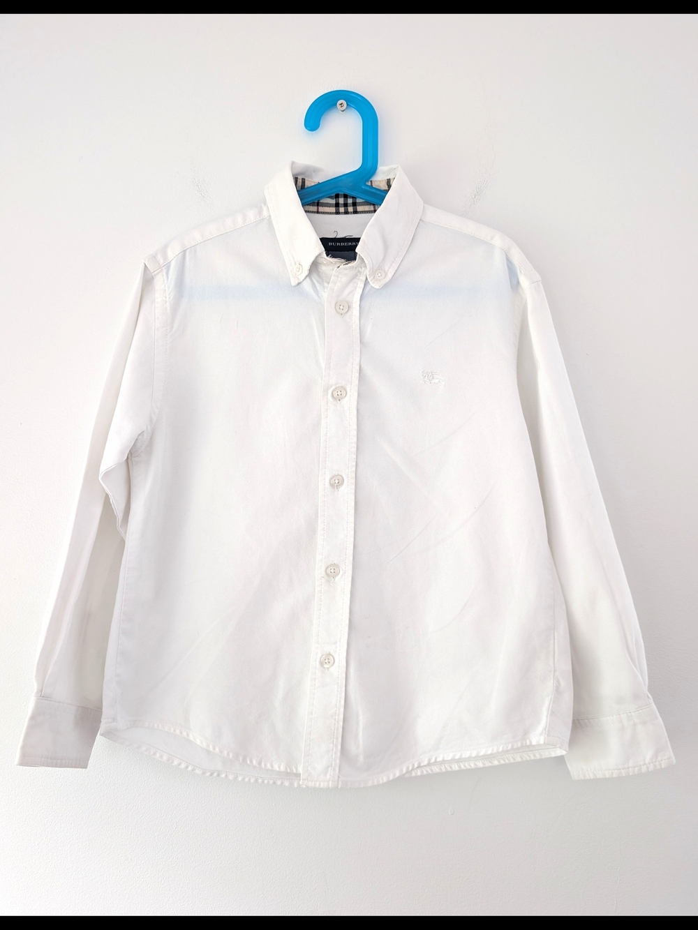 Burberry Boys White Cotton Button-Down Shirt | Classic Designer Preppy Size 8